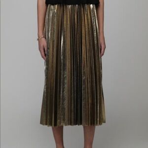 NWT OAK + FORT Gold Pleaded Skirt